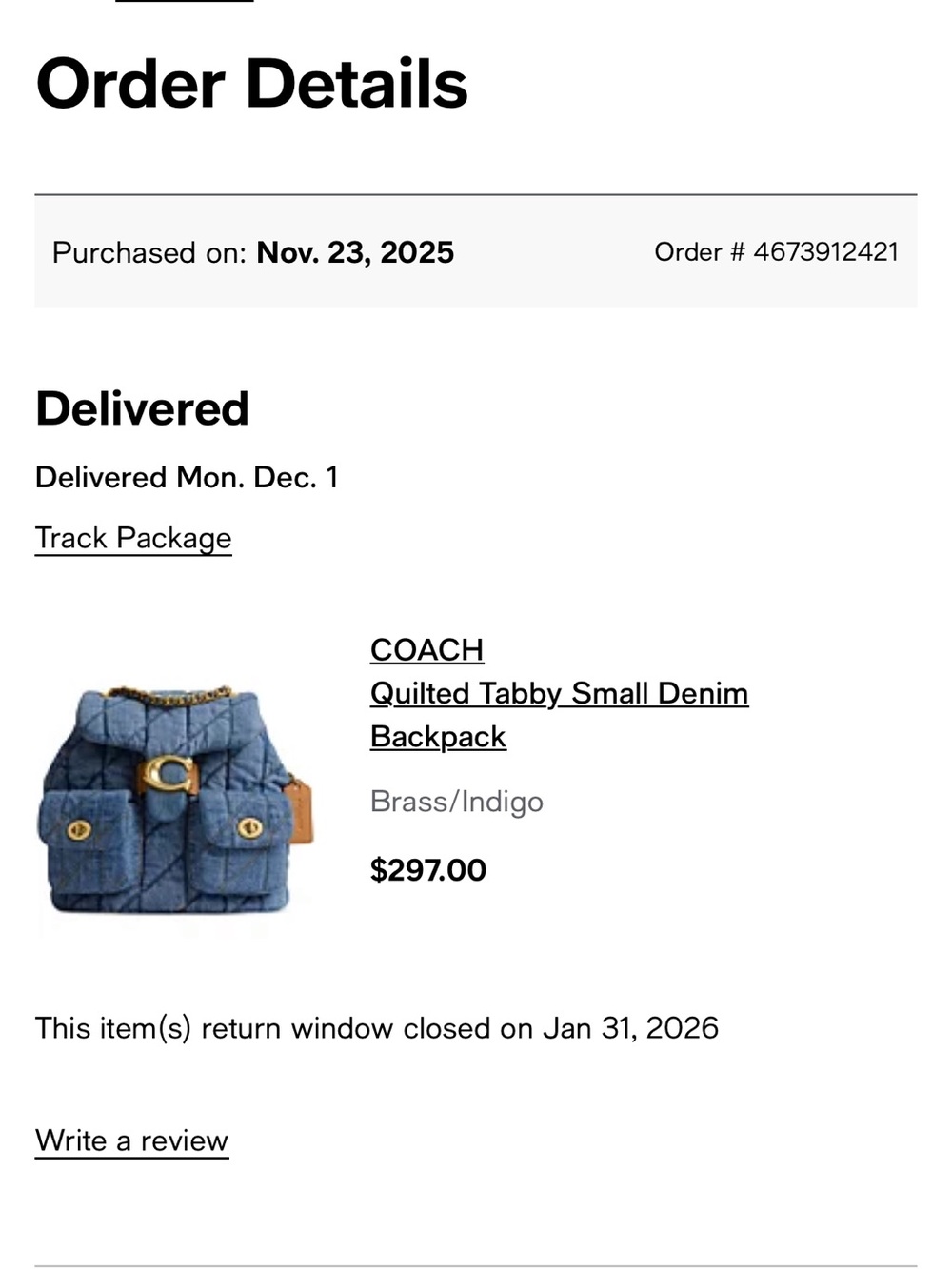 COACH Quilted Denim Tabby Small Backpack - Picture 14 of 14